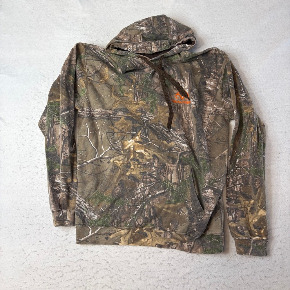Realtree Hoodie Mens Small Brown Camo Pullover Fleece Hunting Outdoor